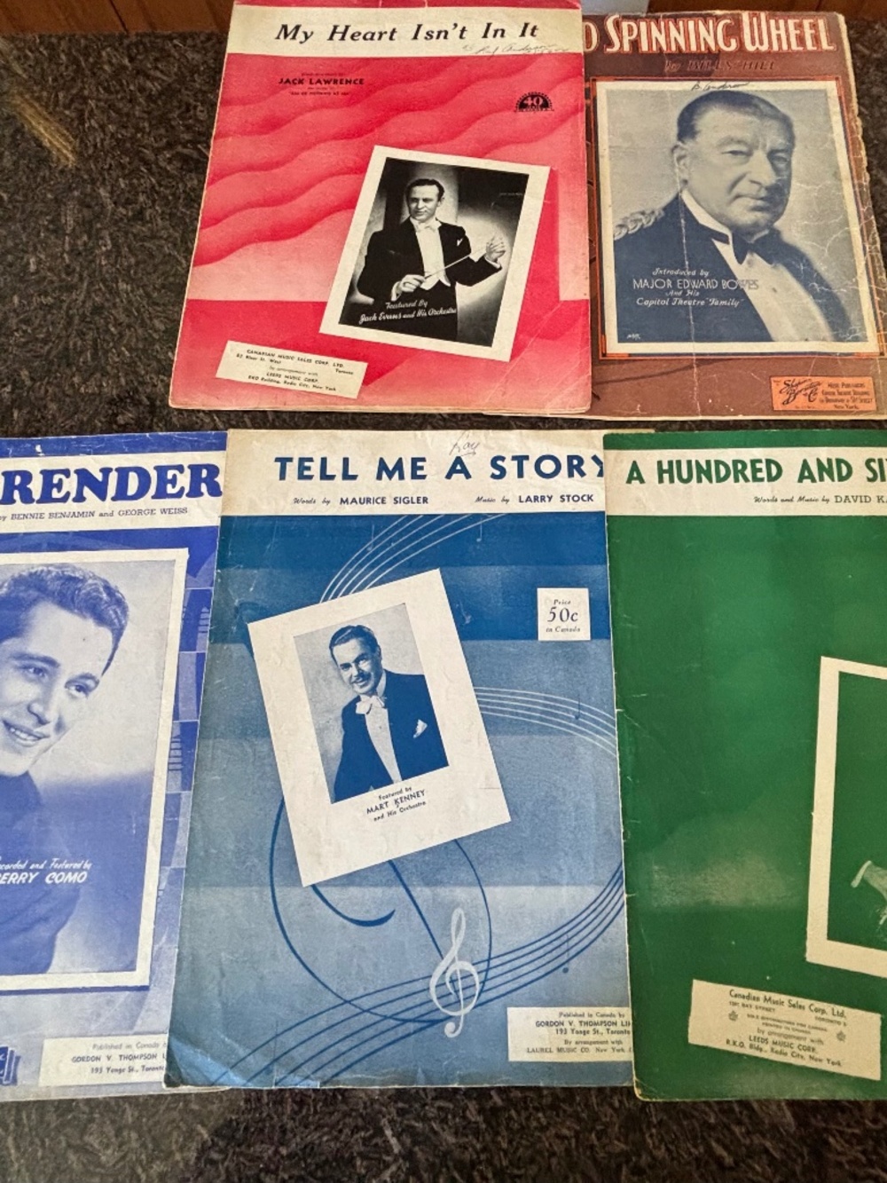 Five Vintage Sheet Music